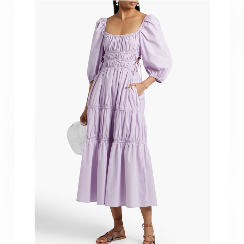 Nicholas Henna Shirred cotton poplin midi dress